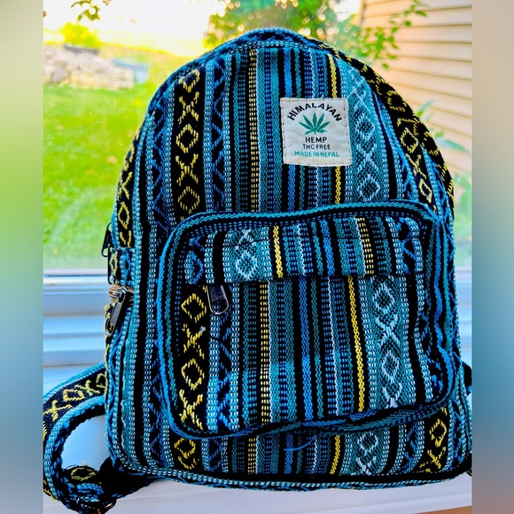 Pure Himalayan Hemp THC Free Made in Nepal Mini Backpack 10”x 9”x3.5” - Picture 5 of 5